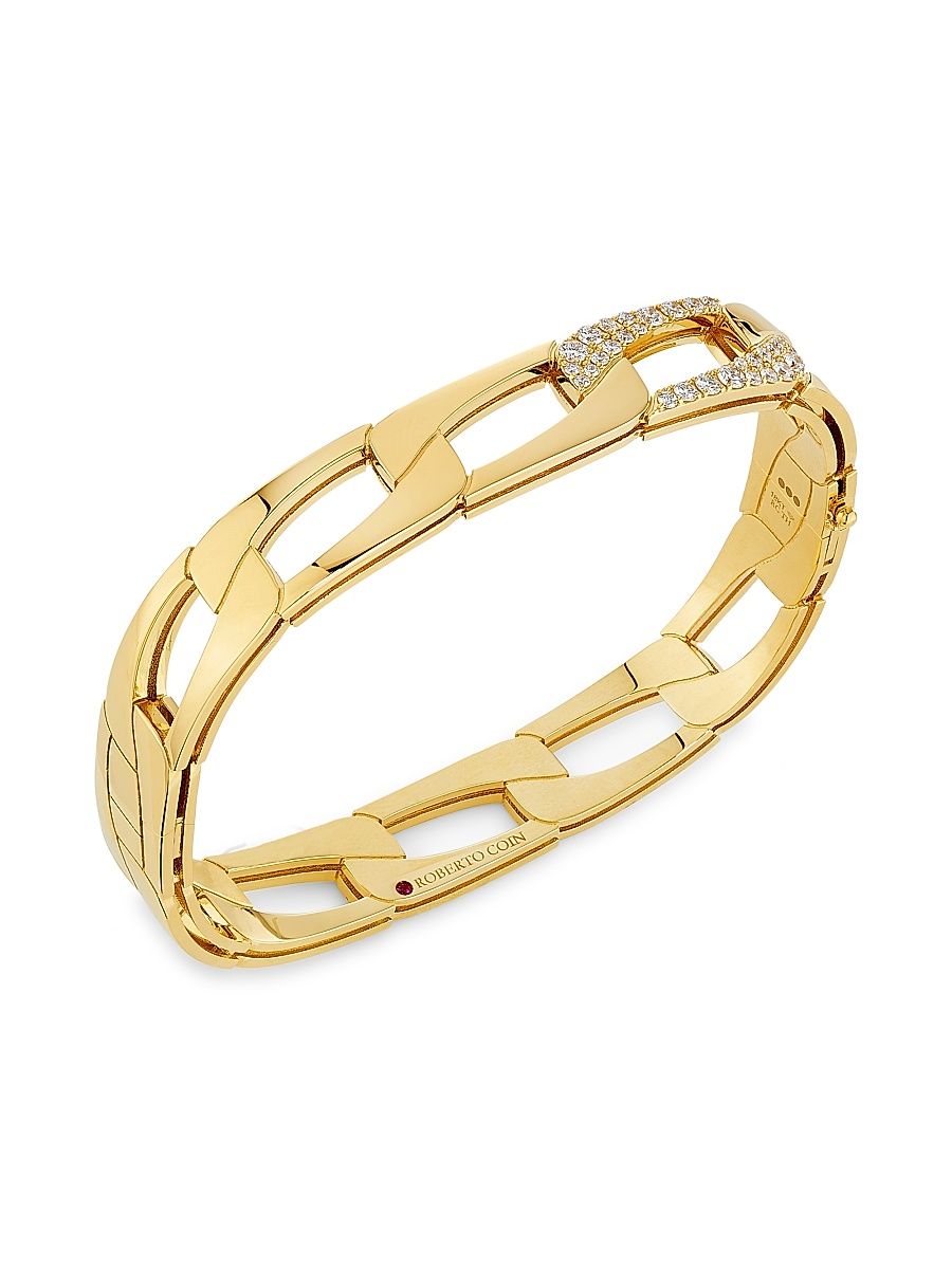 Women's Navarra 18K Yellow Gold & 0.50 TCW Diamond Square Chain Bangle - Yellow Gold