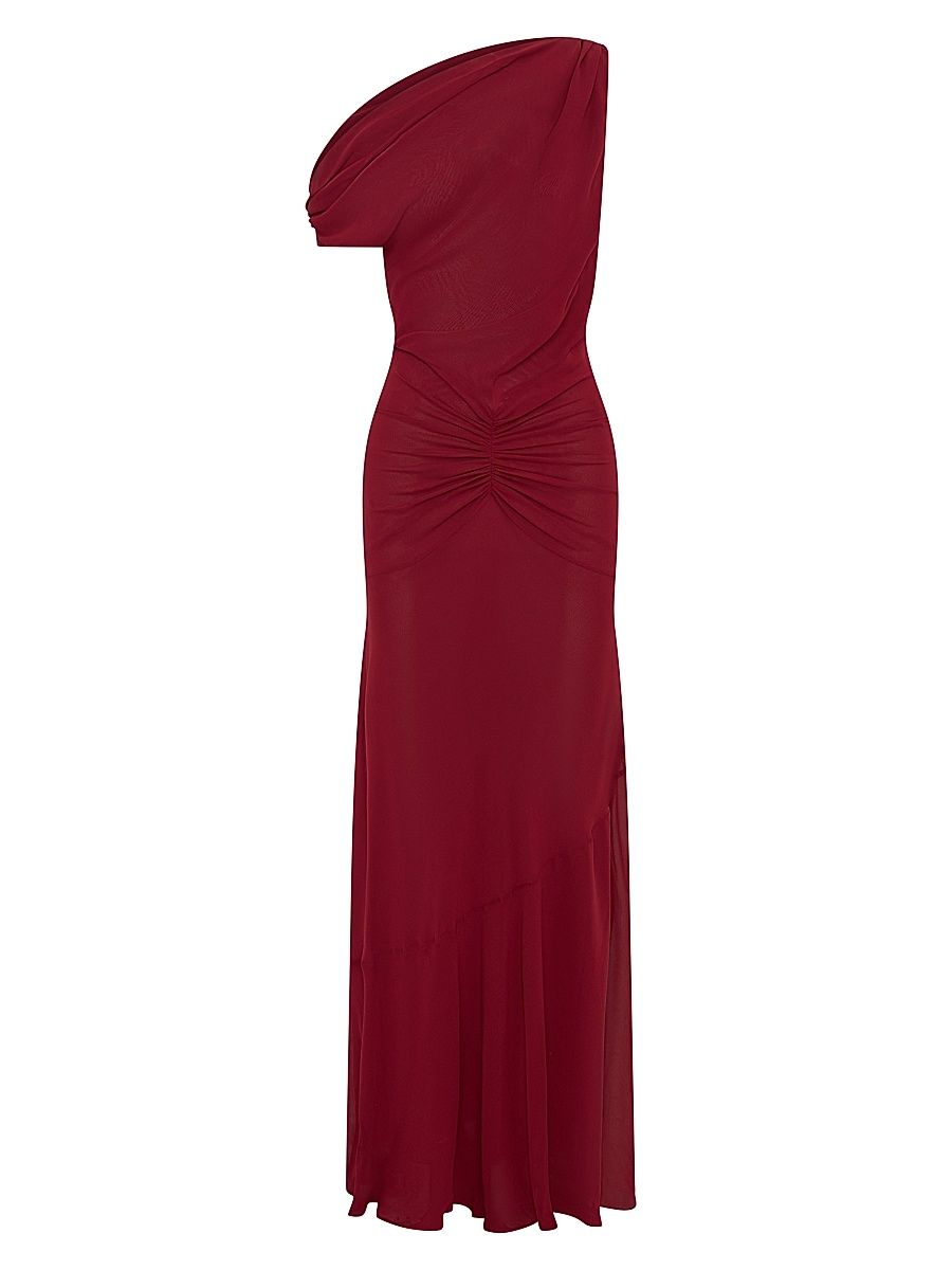 Women's Elza Asymmetric Off-The-Shoulder Panelled Maxi Dress - Plum - Size 12