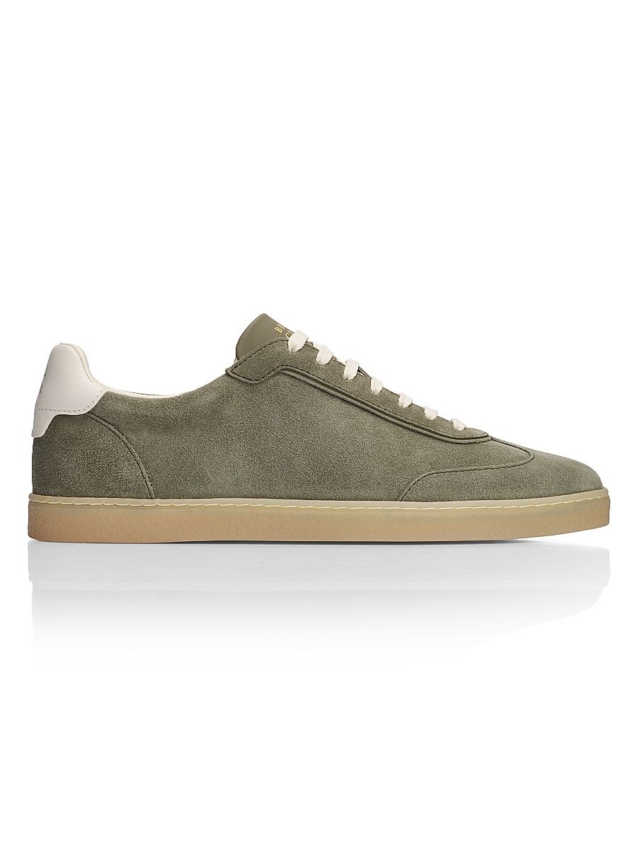 Men's Suede Low-Top Sneakers - Green - Size 9