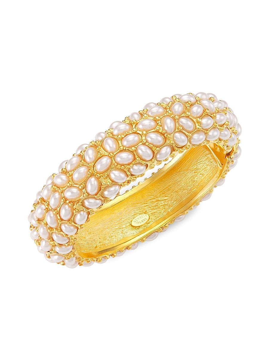 Women's Goldtone Faux Pearl Bangle Bracelet - Pearl