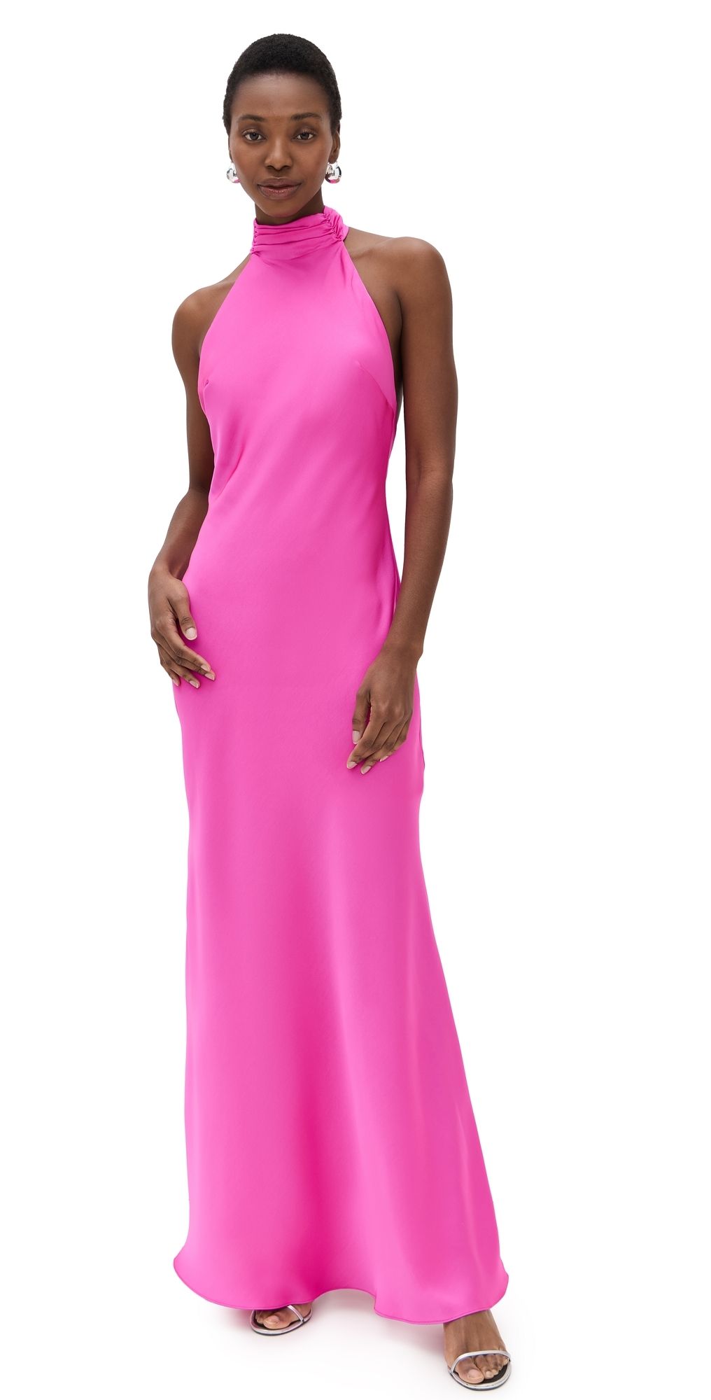 MISHA The Evianna Satin Gown Hot Pink M