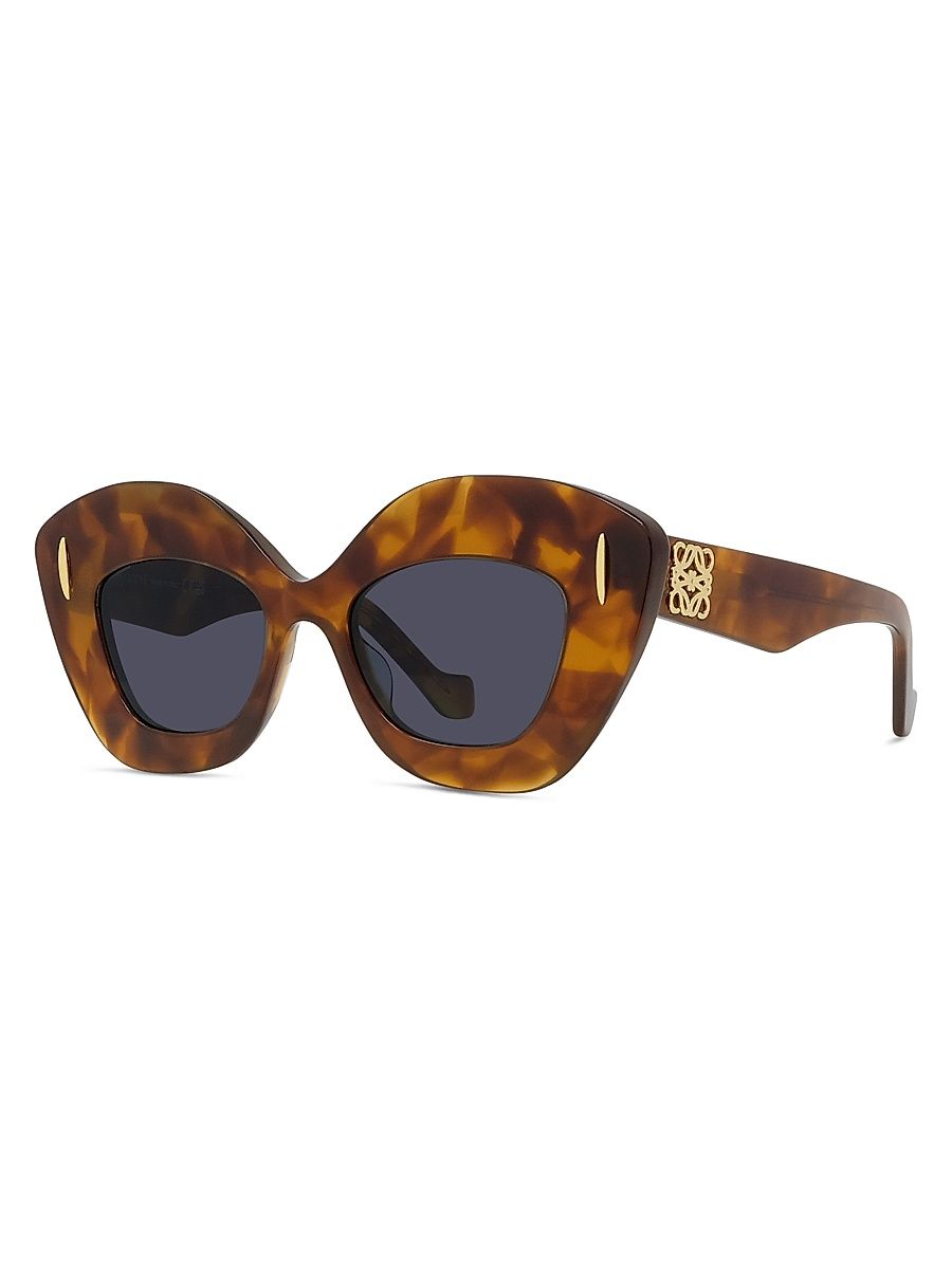 Women's Anagram 48MM Cat-Eye Sunglasses - Tortoise Havana Blue