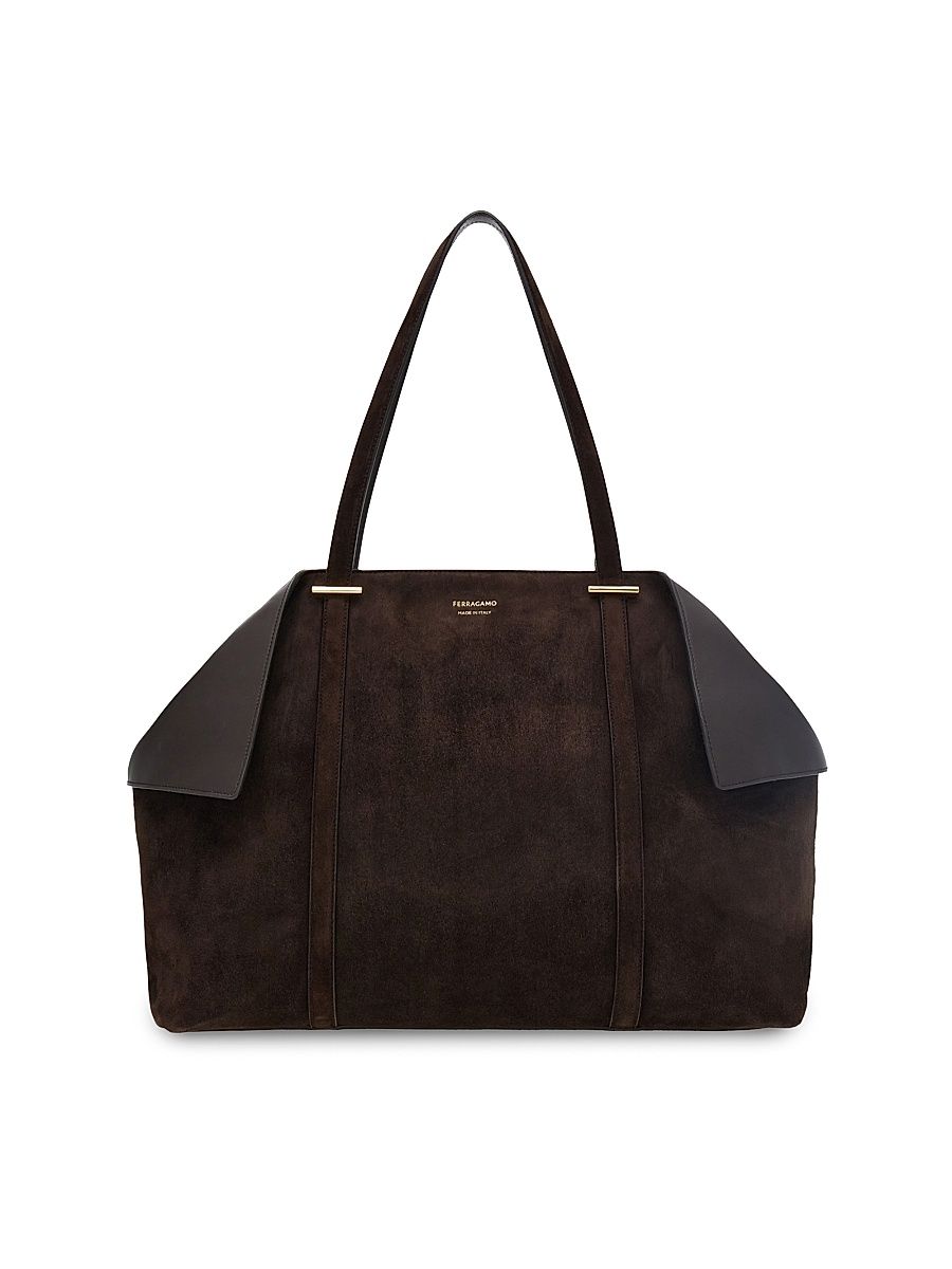 Women's Scarf Suede Tote Bag - Testa Di Moro