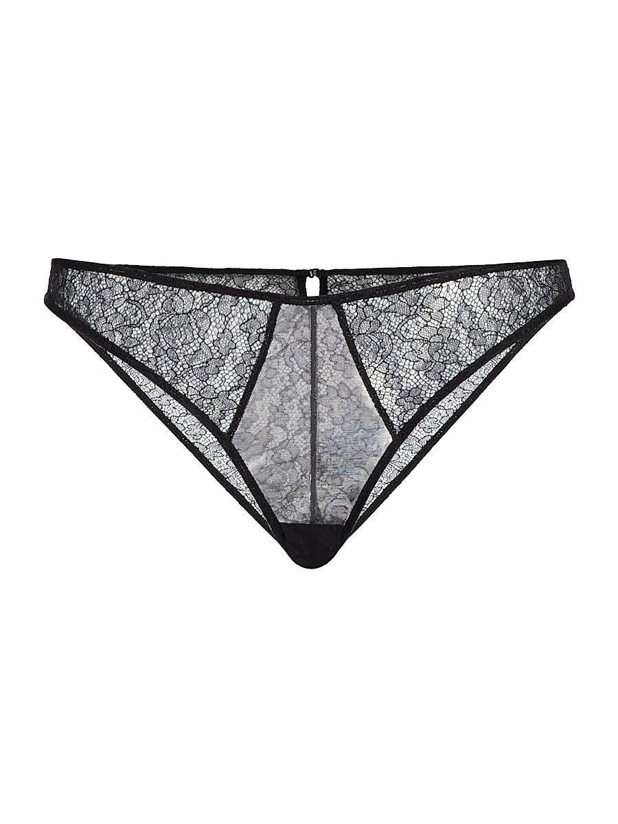 Women's Petite Fleur Lace Briefs - Black - Size Large