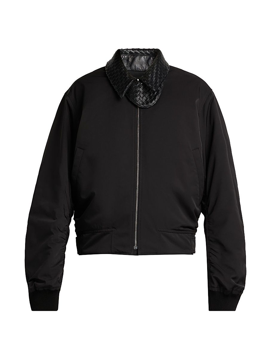 Men's Nylon-Cotton Twill Jacket - Double Black - Size 38