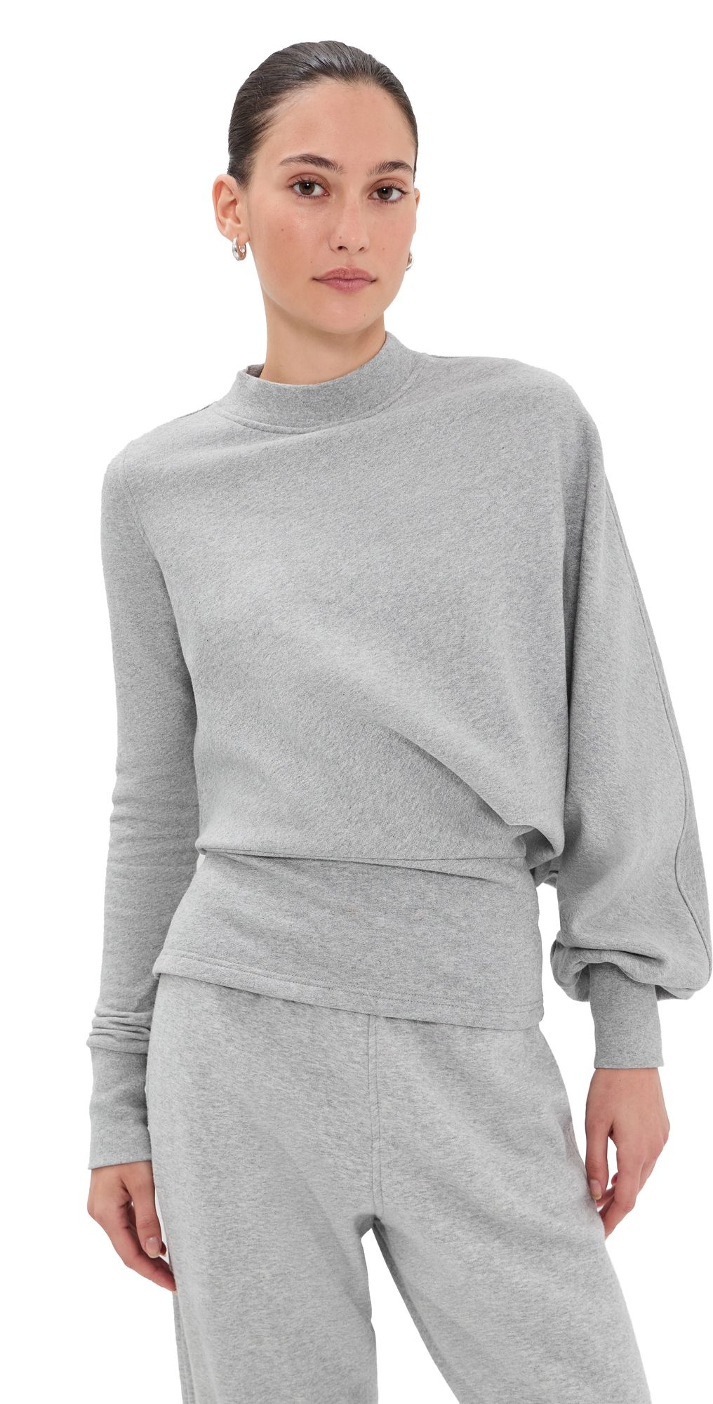 A. W.A. K.E. MODE Jersey Slouched Sleeve Sweatshirt Grey Melange L