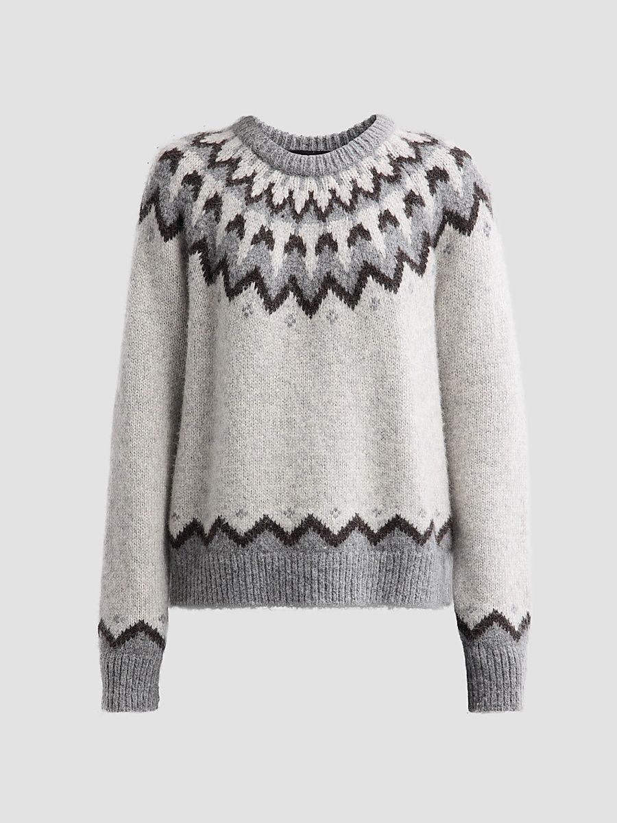 Women's Alan Fair Isle Alpaca-Wool Blend Sweater - Light Grey - Size XS