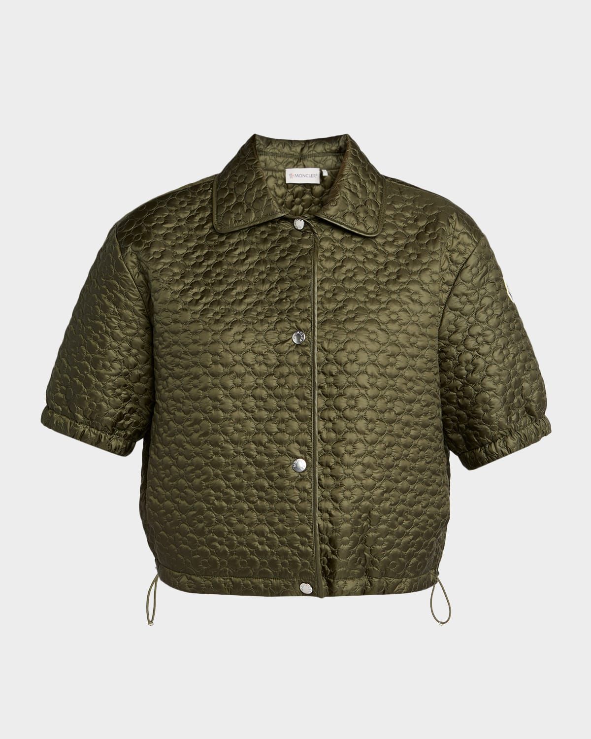 Floral-Quilted Short-Sleeve Padded Shirt