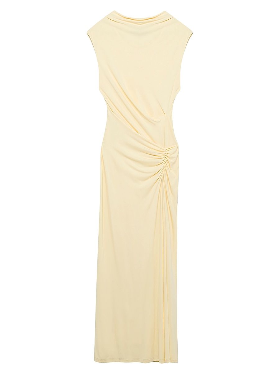 Women's Acacia Ruched Midi-Dress - Light Yellow - Size XS