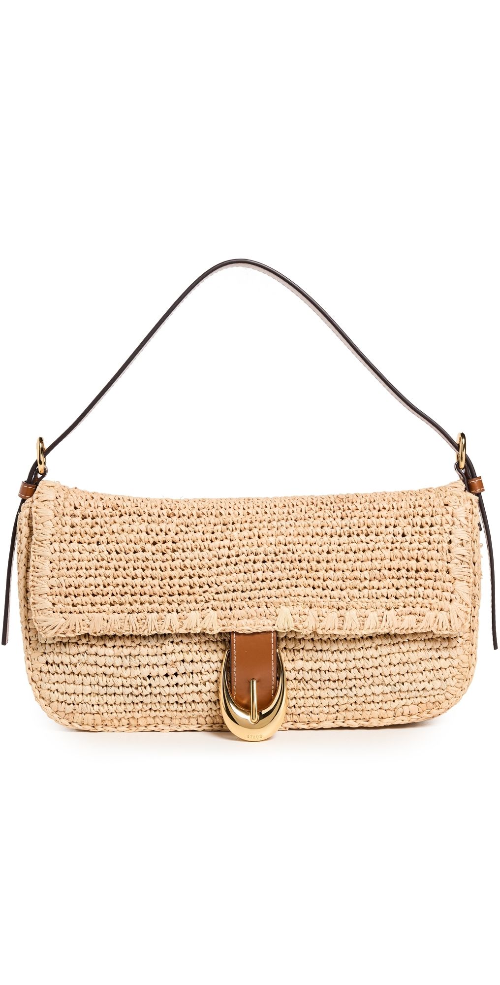 STAUD Harlow Raffia Shoulder Bag Natural/Tan One Size