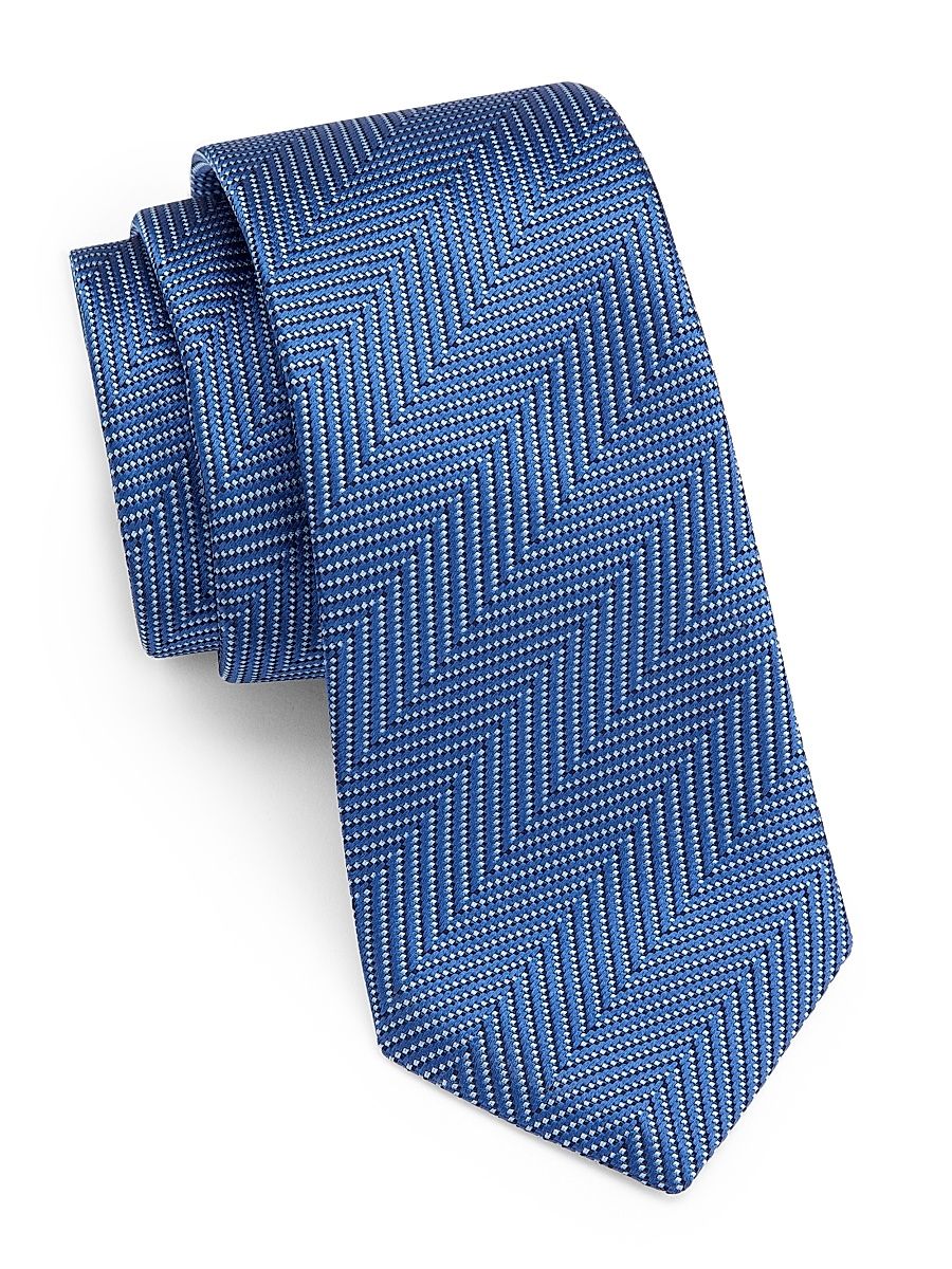 Men's Chevron Silk Tie - Light Blue