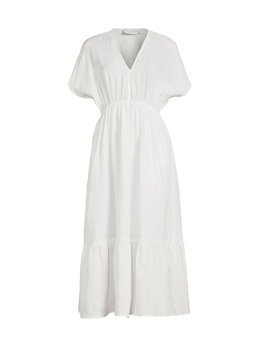 Women's Bexley Linen Midi-Dress - White - Size Large
