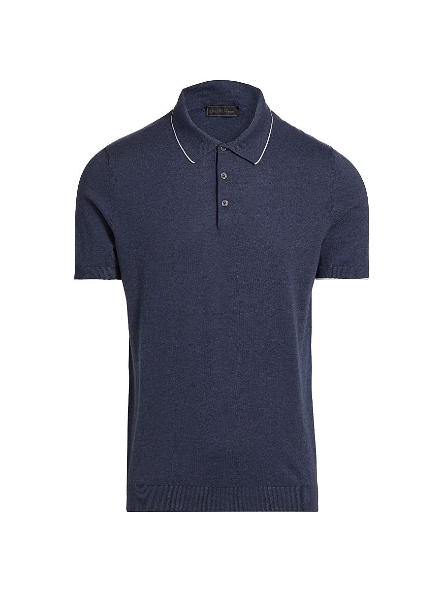 Men's COLLECTION Cotton Polo Shirt - Light Blue Heather - Size XXXL