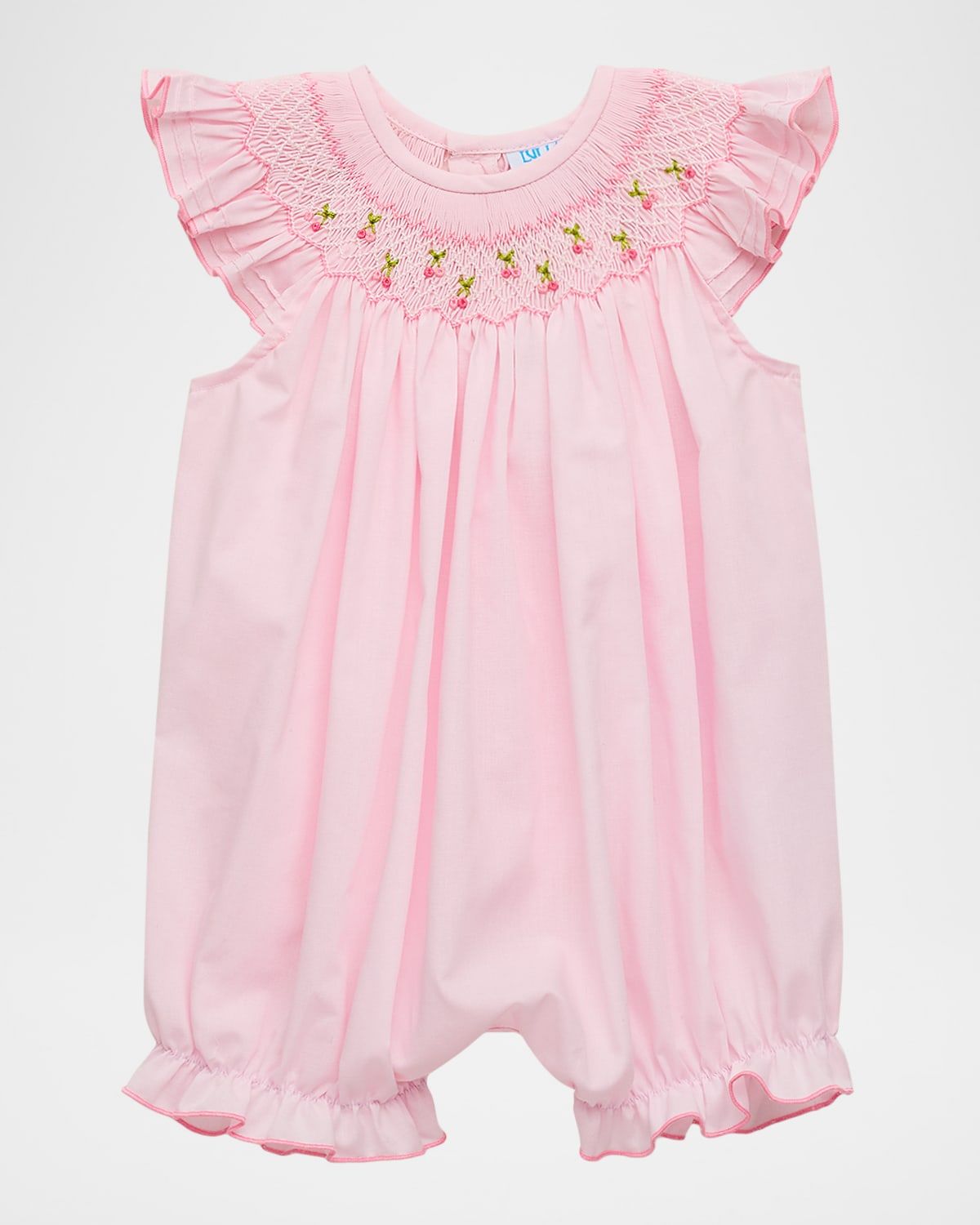 Girl & apos;s Embroidered Cherries Smocked Cotton Bodysuit, Size 3M-18M