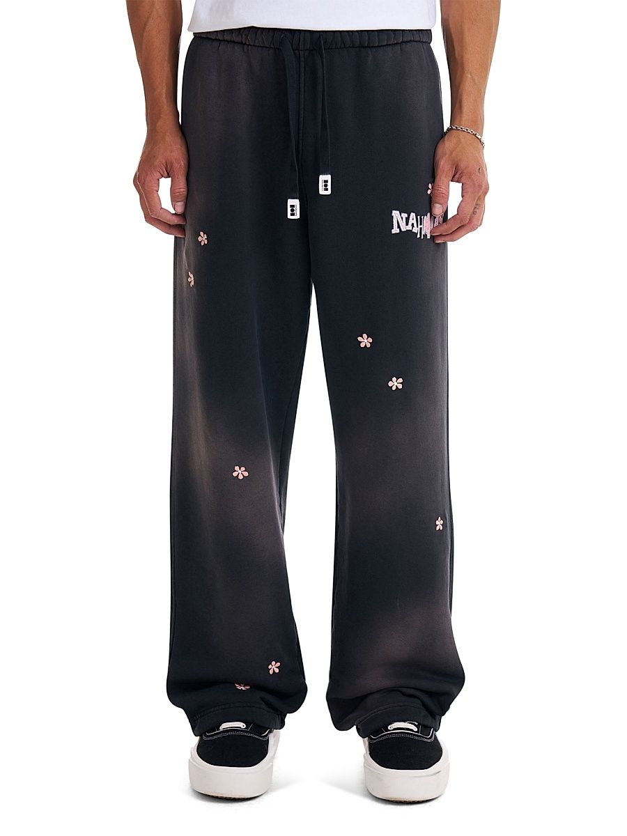 Men's Flower Groms Wide-Leg Sweatpants - Aged Black Fleece - Size XXL