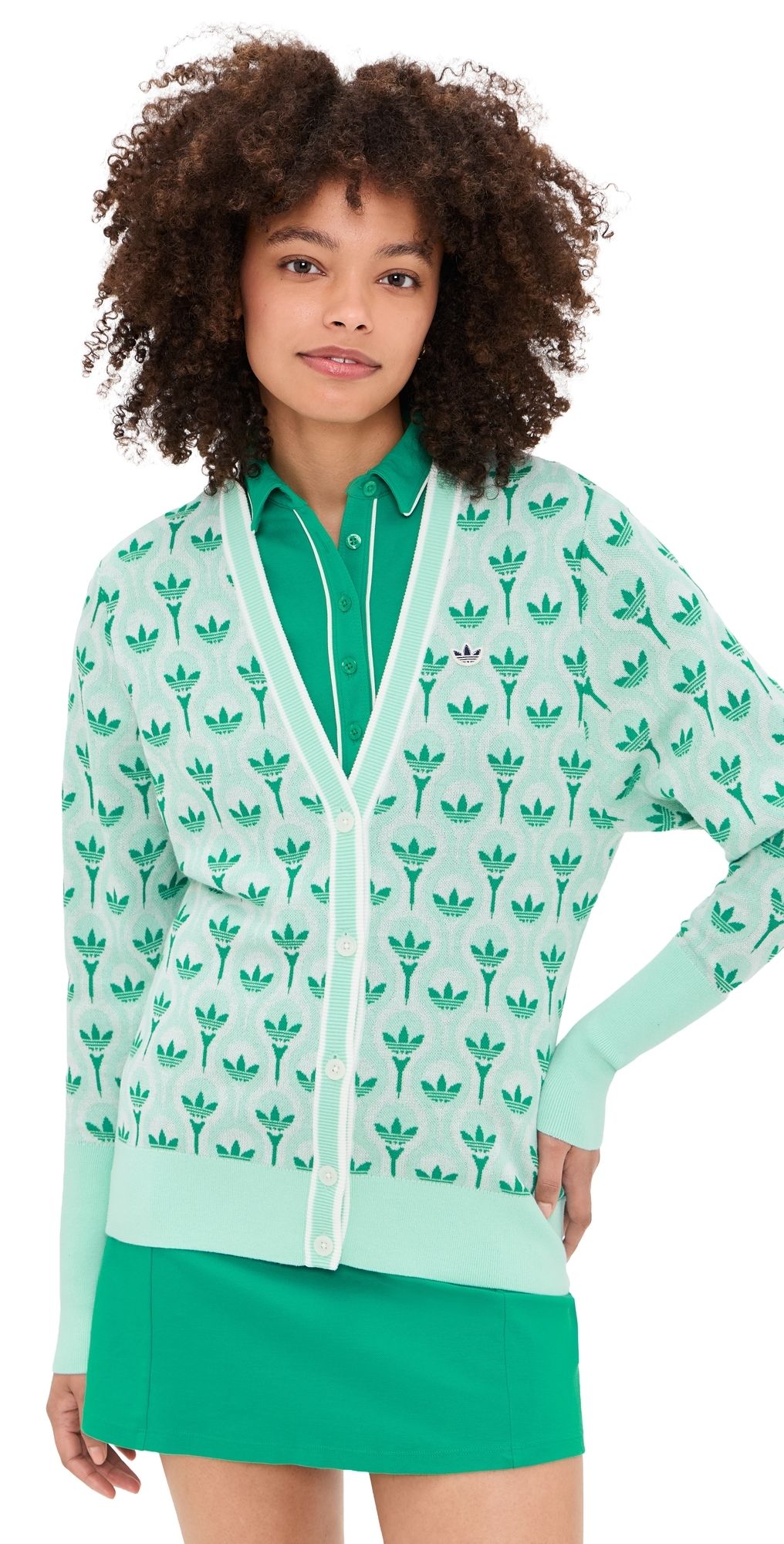 Adidas Golf Originals All Over Cardigan White/Clear Mint XL