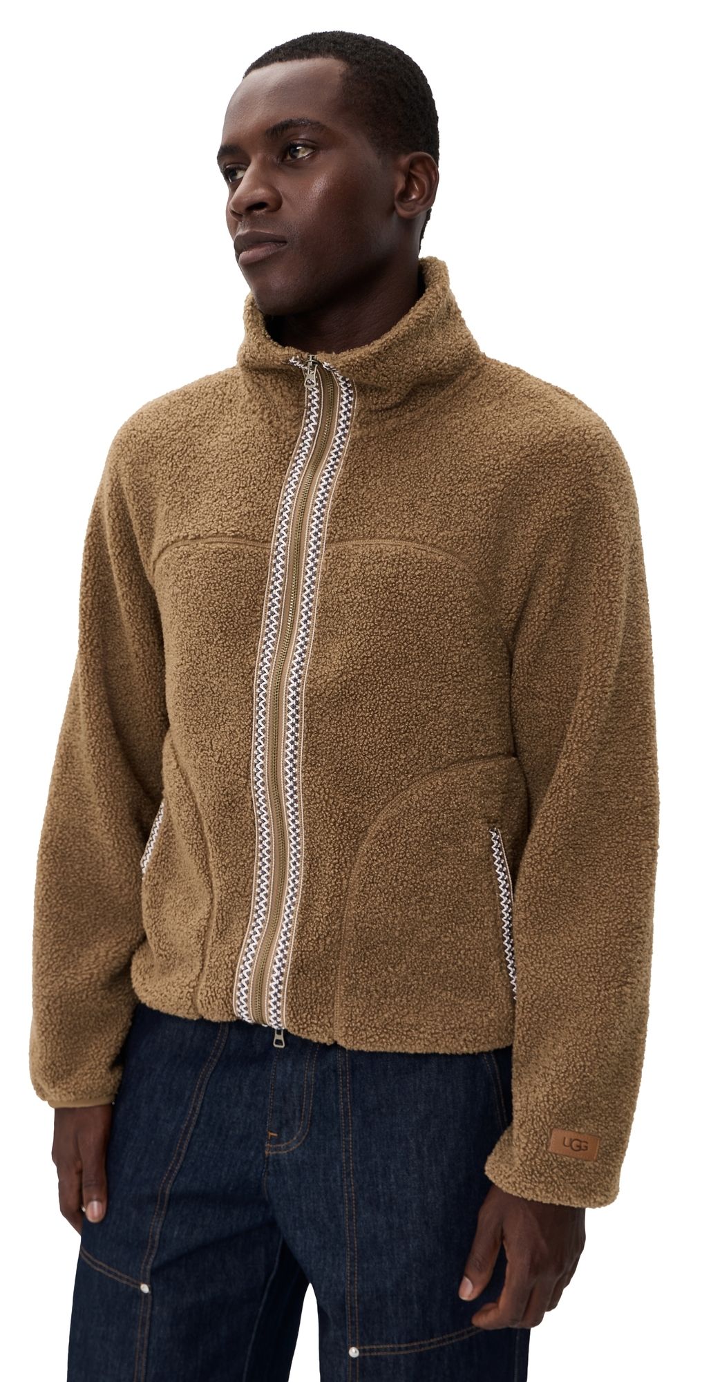 UGG UGGbraid Full Zip Jacket Coffee Grounds M