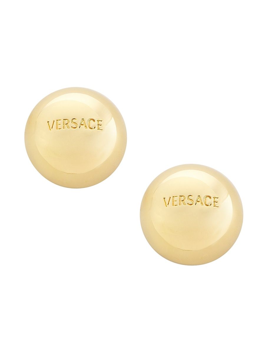 Women's Goldtone Domed Logo Button Earrings - Versace Gold