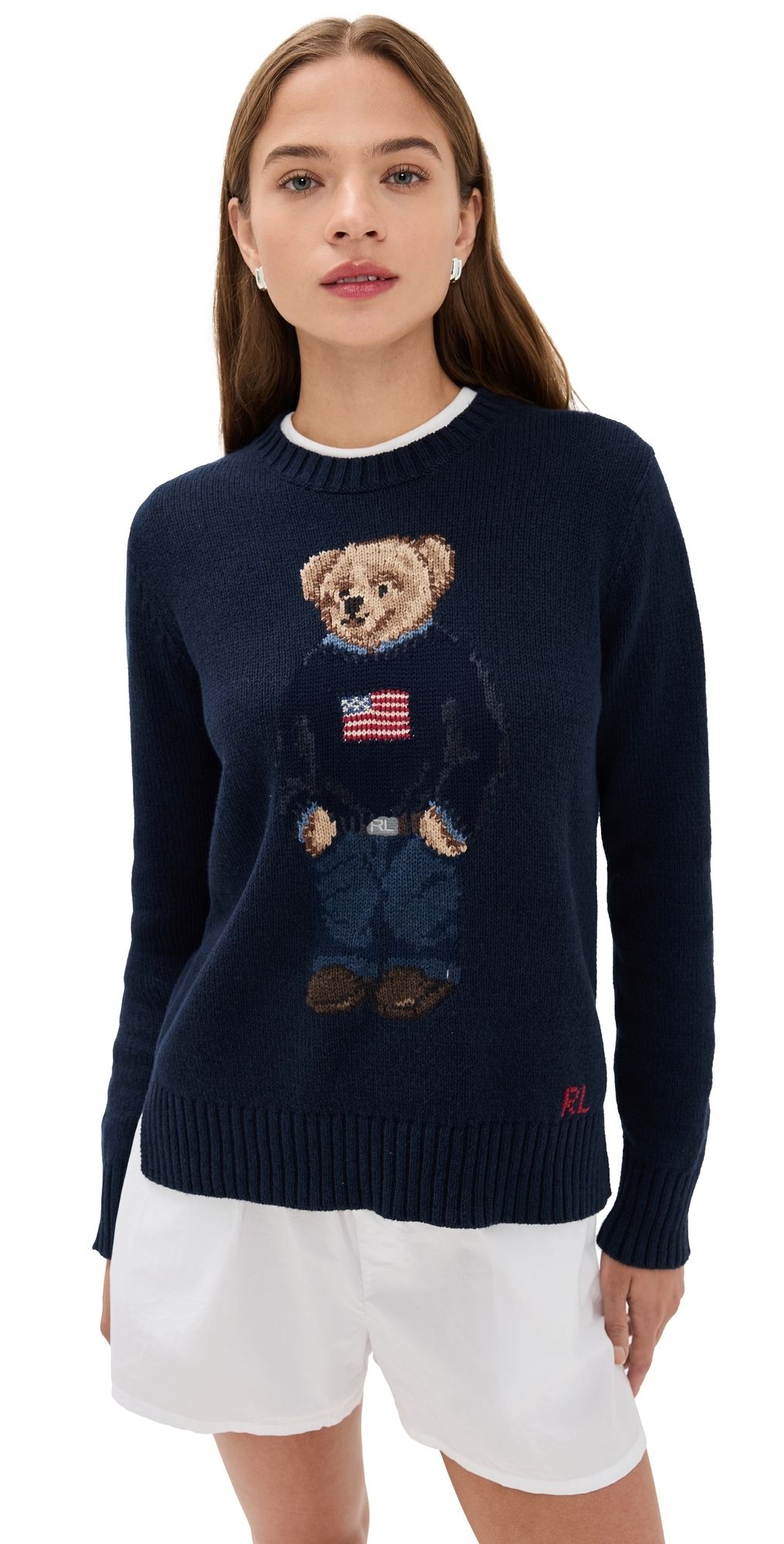 Polo Ralph Lauren American Flag Bear Sweater Navy Multi L