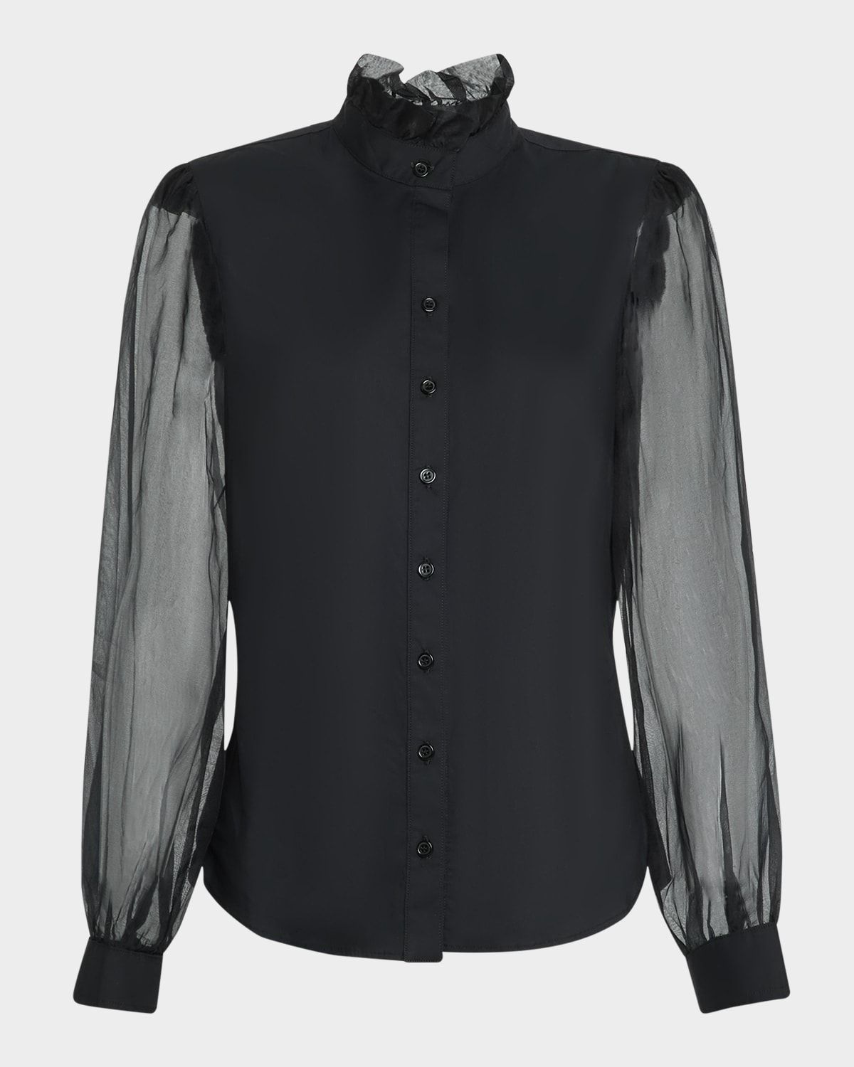 Mystie Ruffle Organza-Sleeve Shirt