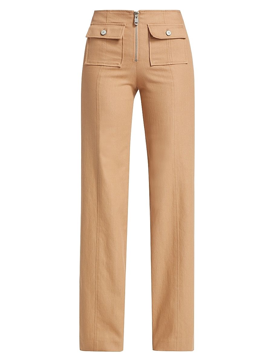 Women's Azure Cotton-Blend Zip Pants - Sahara - Size 14