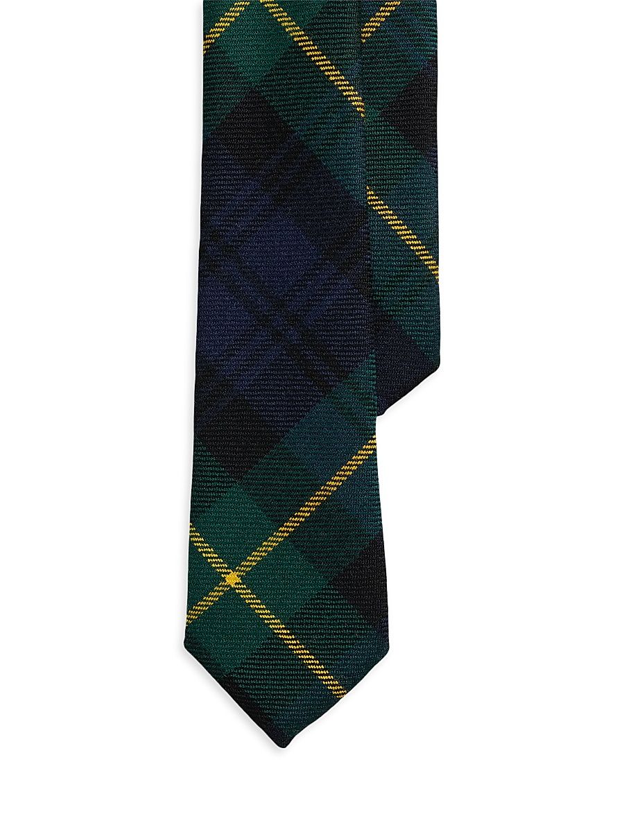Tartan Wool Tie - Green Navy Plaid
