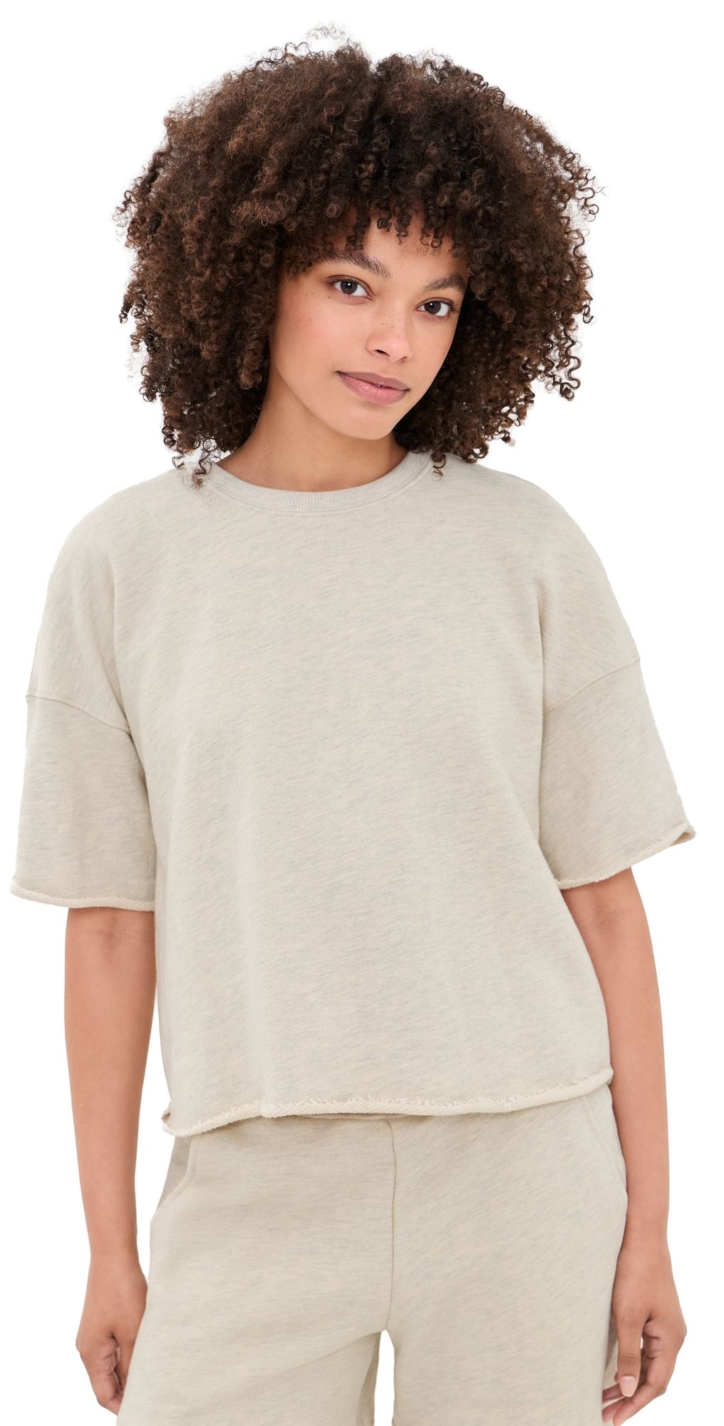 perfectwhitetee Short Sleeve Sweatshirt Tee Oatmeal (Scour) XS