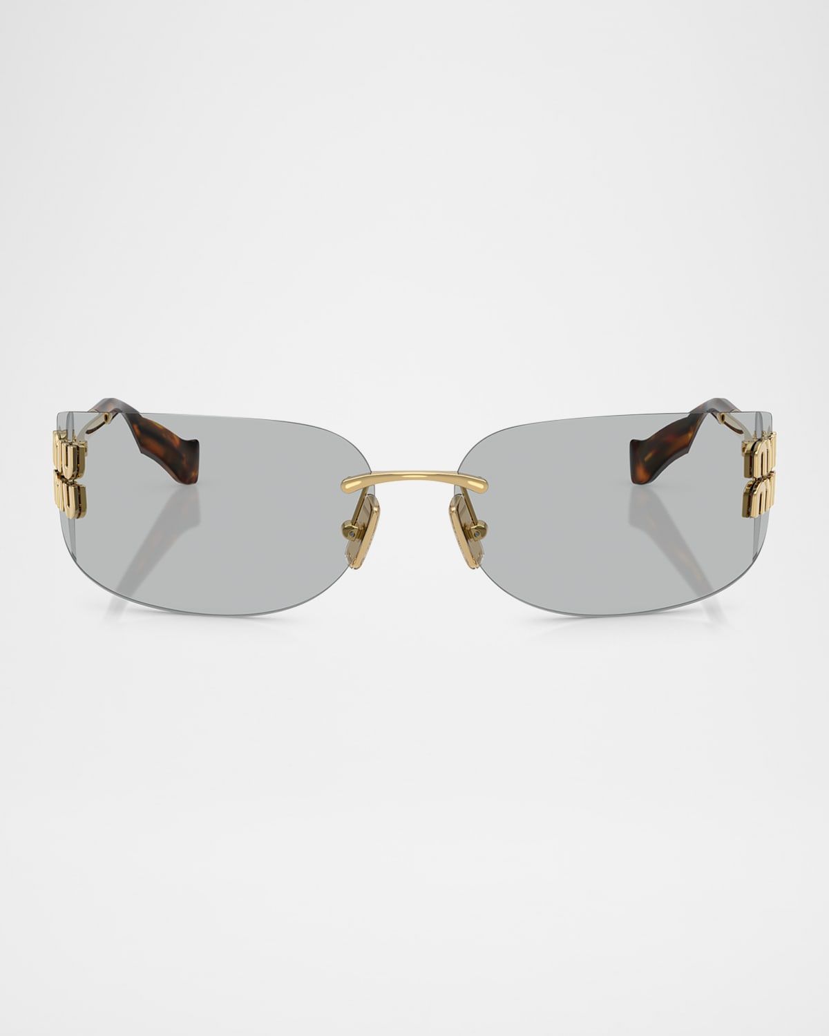 Rimless Logo Metal Rectangle Sunglasses