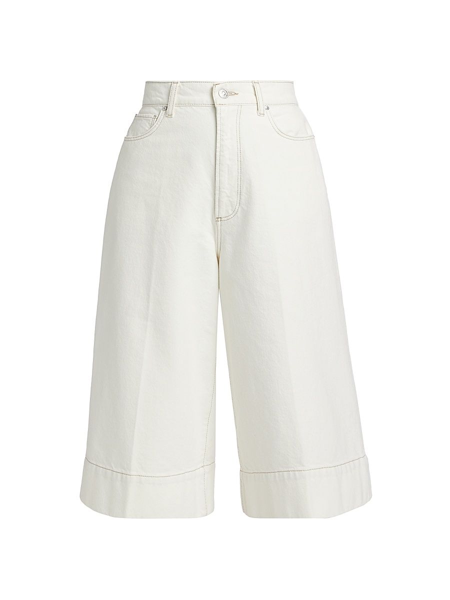 Women's Eva Denim Wide-Leg Shorts - Contrast Ecru - Size 31