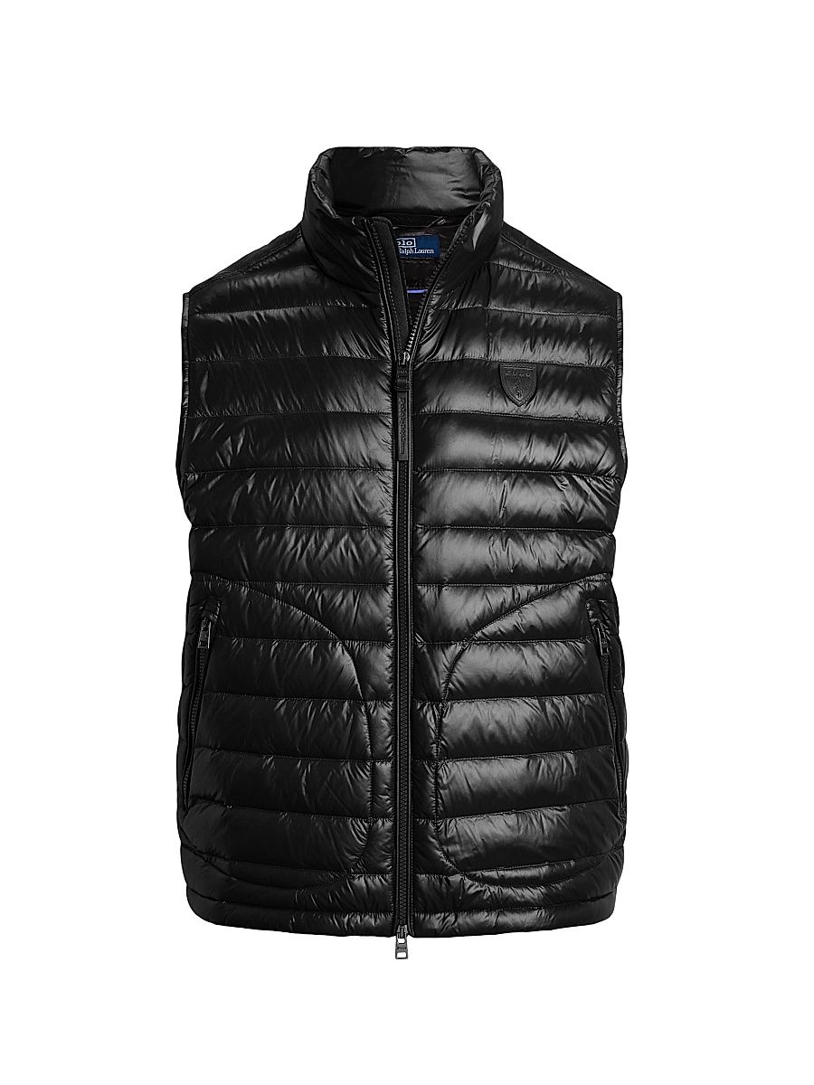Men's Quilted Down Vest - Polo Black Glossy - Size XL