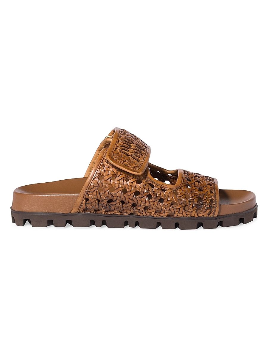 Women's Woven Leather Sandals - Brown - Size 7