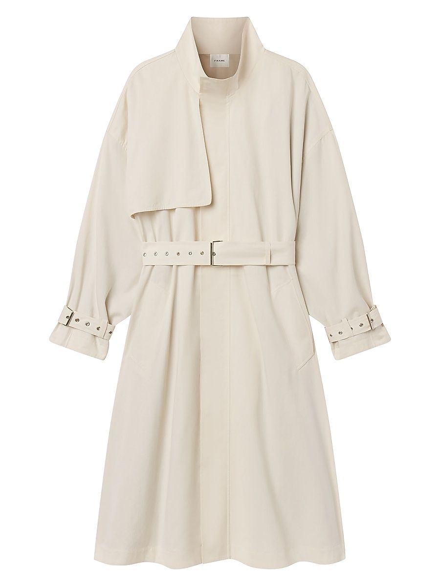 Women's Field Tie-Waist Cotton Trench Coat - Ecru - Size XL
