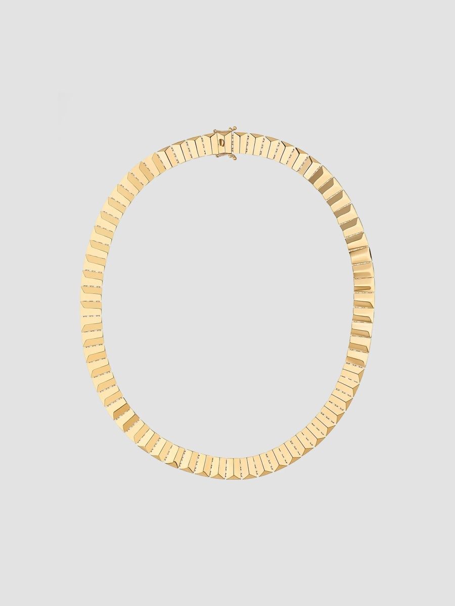 Lana Women's 14K Yellow Gold Flash Tile Grooved Necklace - Yellow Gold - Size 16