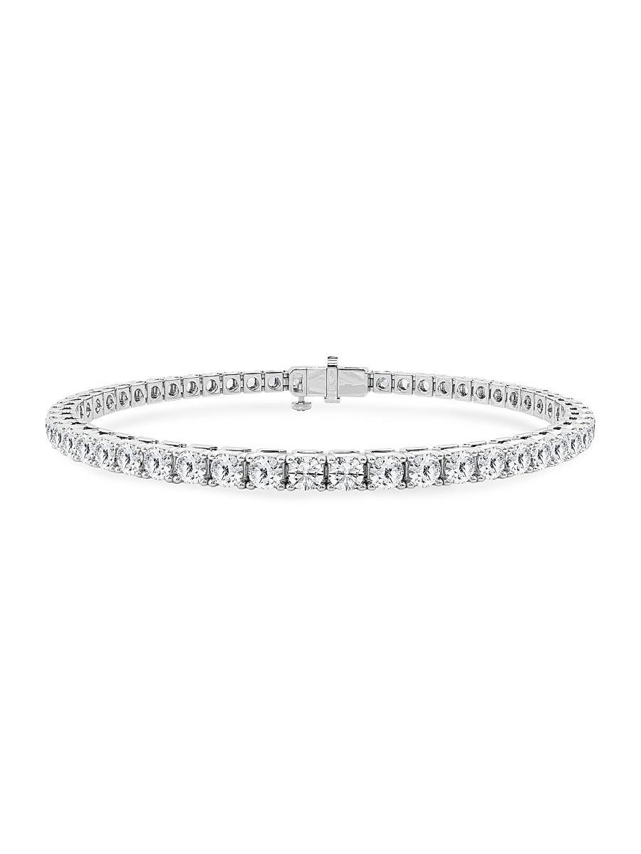 Women's Platinum & Round Lab-Grown Diamond 4-Prong Tennis Bracelet/5.00-20.00 TCW - 7 Tcw - Size 6.5