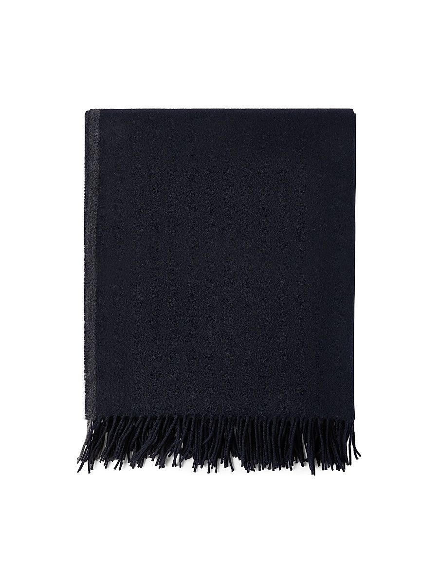 Cashmere Travel Throw with Selvedge and Fringe - Light Grey