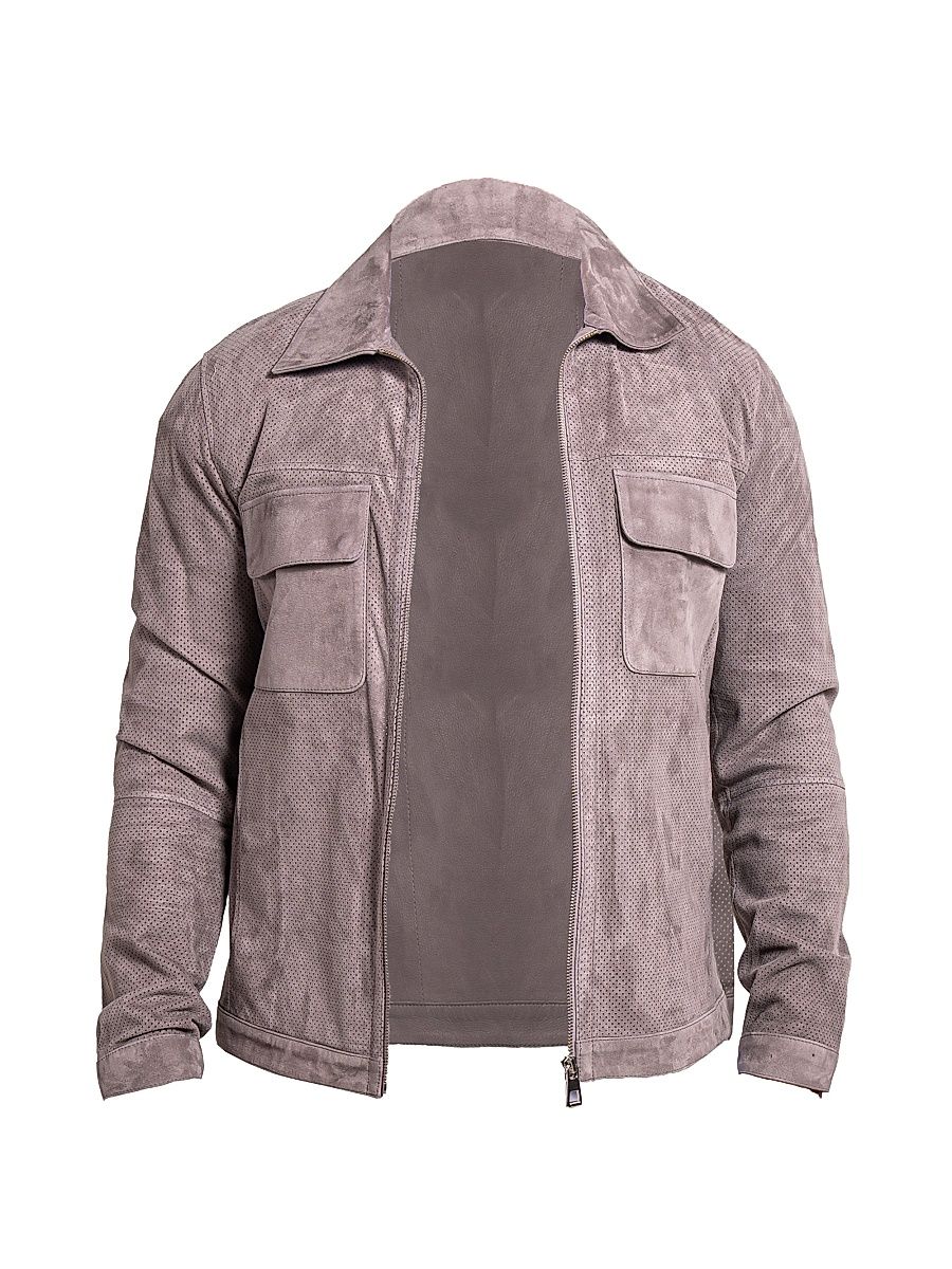 Men's Ascension Leather Jacket - Grey - Size XXXXL