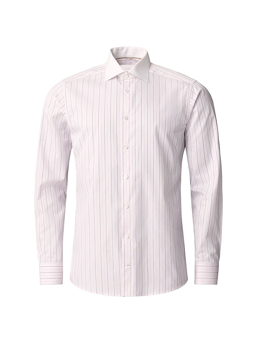 Men's Contemporary-Fit Elevated Striped Button-Front Shirt - Pink - Size 16.5