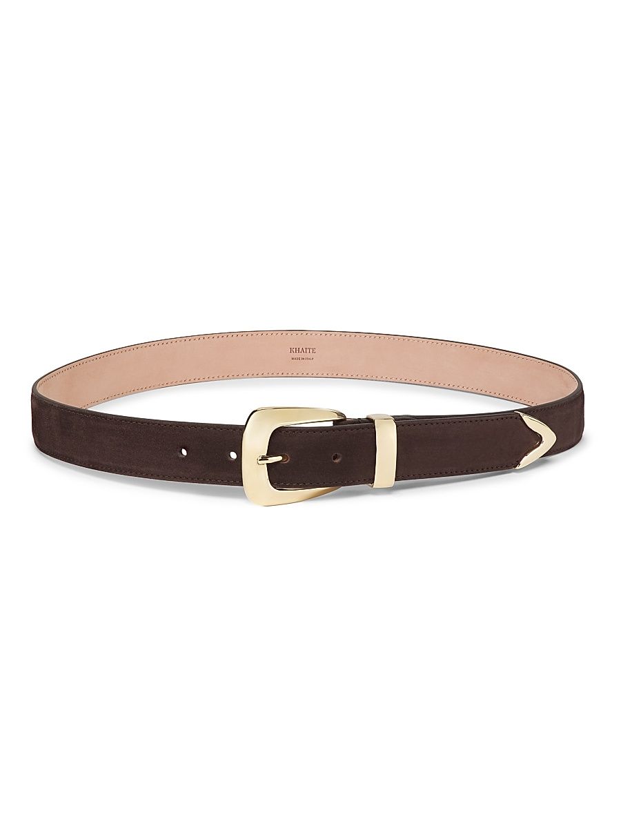 Women's Benny Suede Belt - Coffee - Size Medium