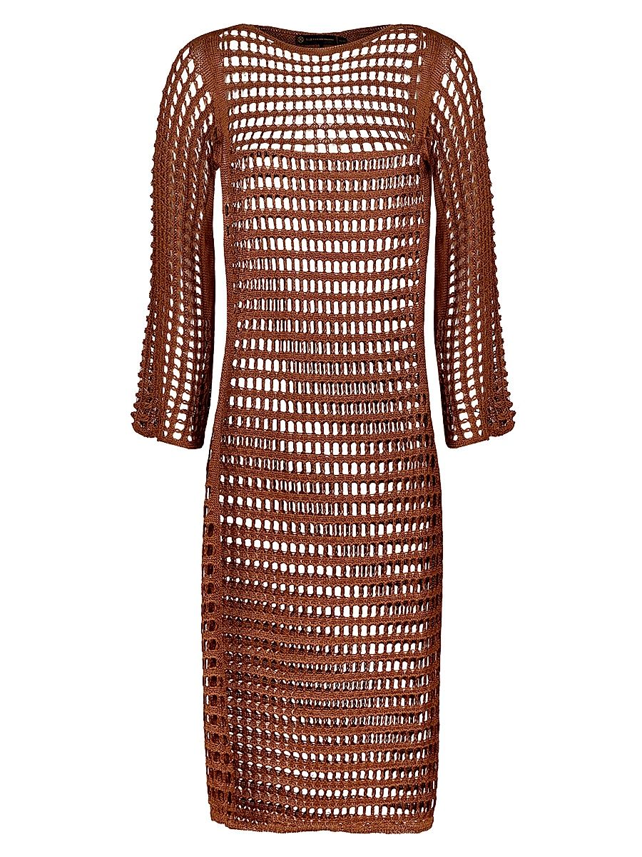 Women's Belle Open-Knit Maxi Dress - Brown - Size Large