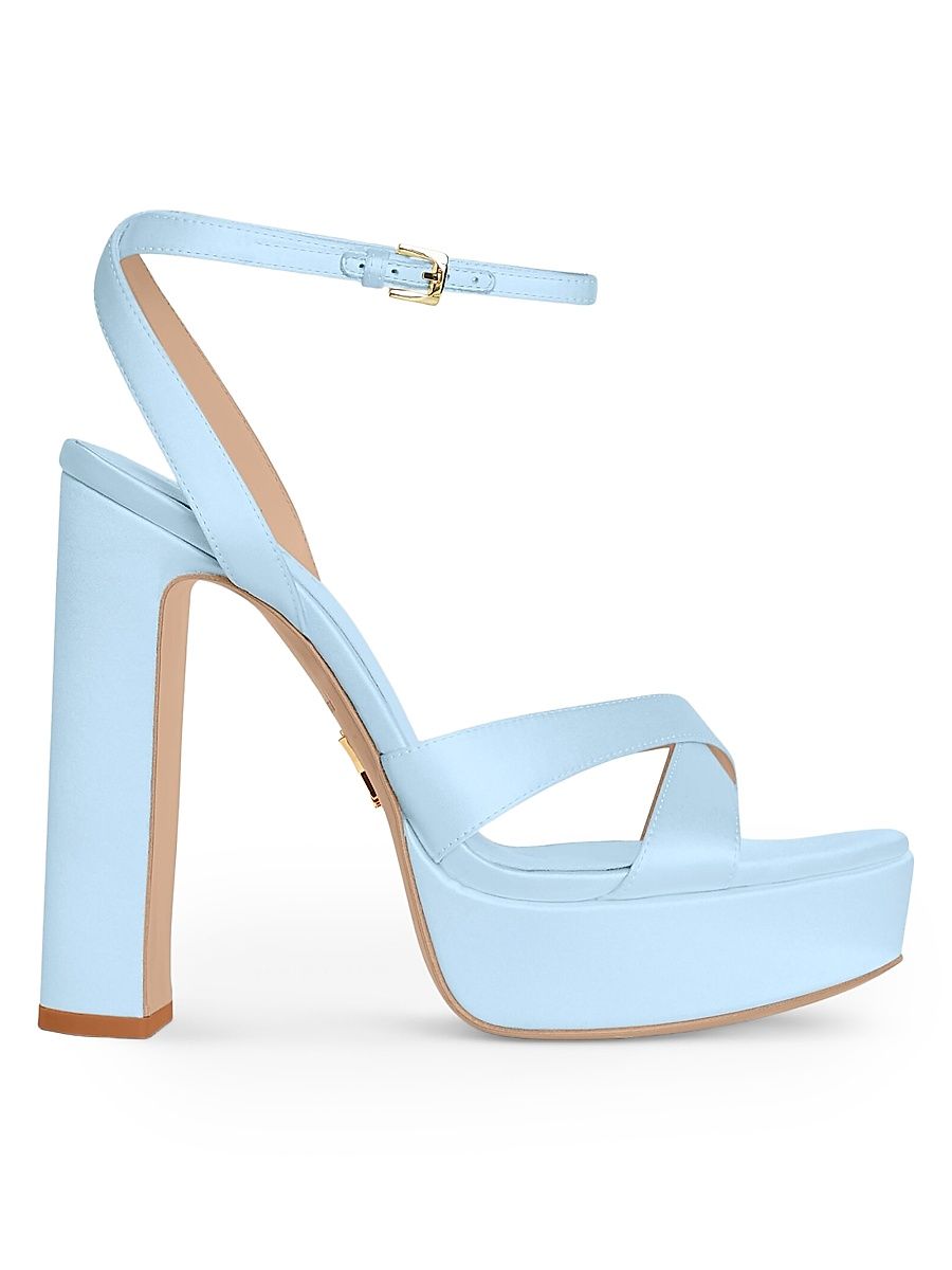 Women's Melodia 130MM Leather Platform Sandals - Glace - Size 9