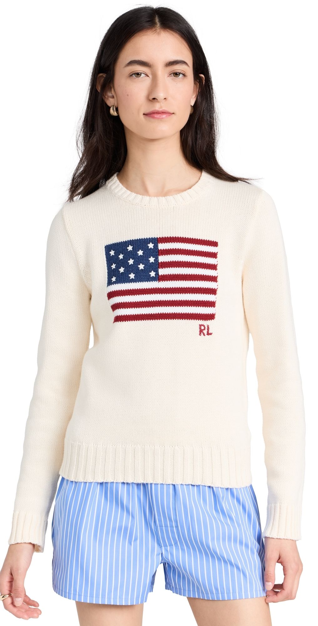 Polo Ralph Lauren Flag Pullover Sweater Parchment Cream M