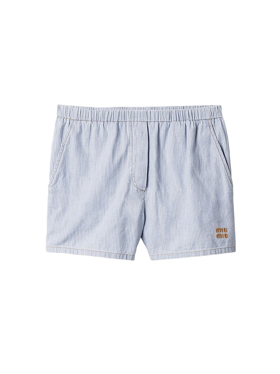 Women's Striped Chambray Bermudas - Blue Multi - Size 6