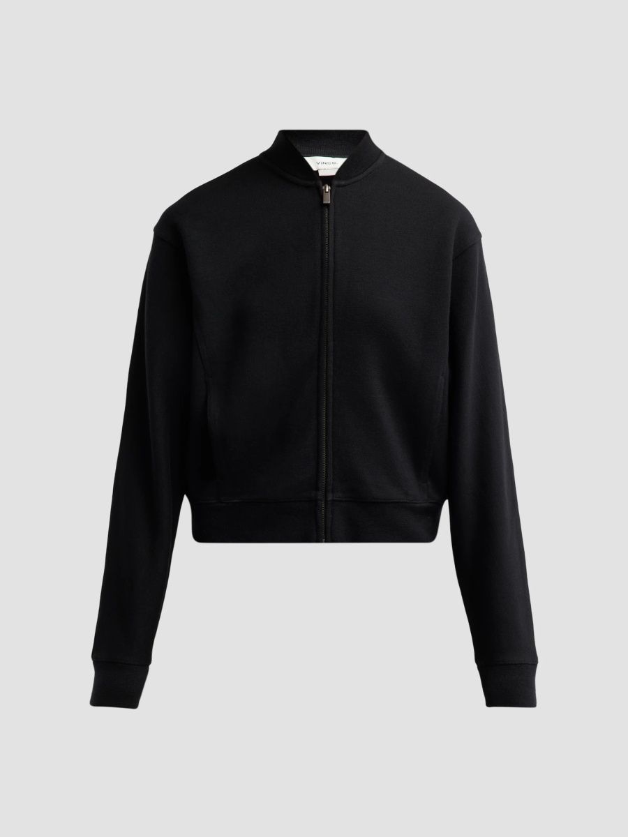 Vince Women's Ponte Knit Drop-Shoulder Bomber Jacket - Black - Size XXS