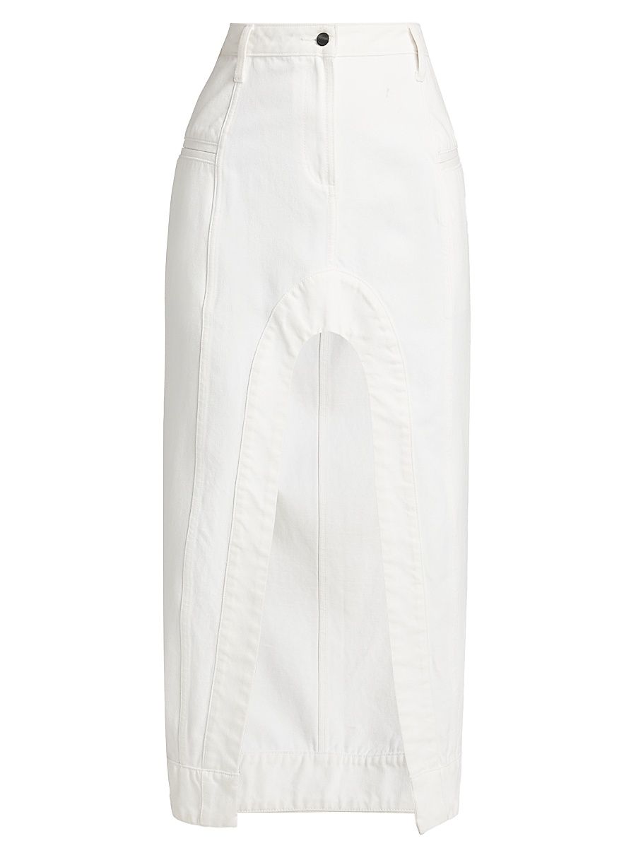 Women's Alek Denim Slit Midi-Skirt - White - Size 10