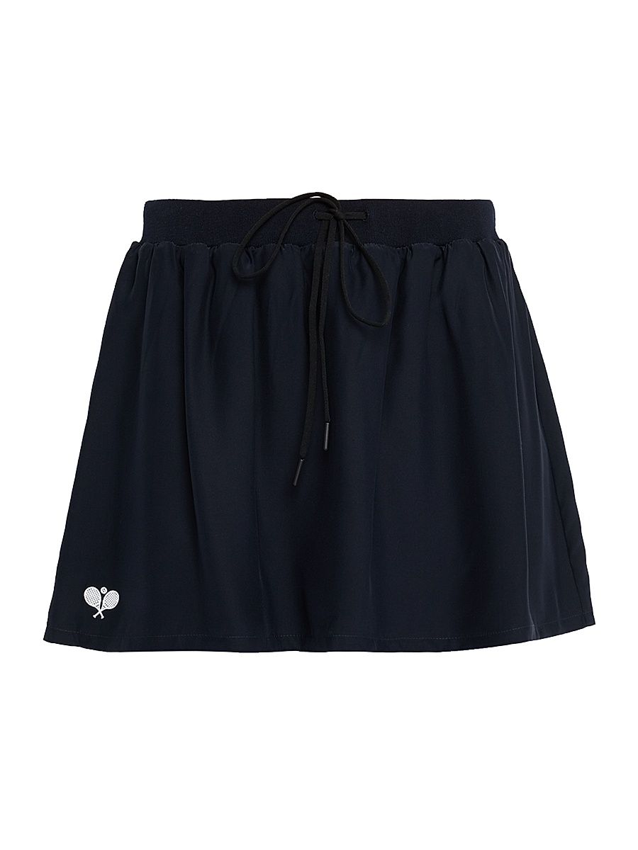 Women's The Tennis Drawstring Silk Skirt - Navy - Size Large