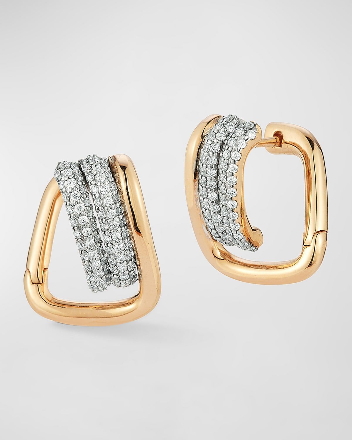 Huxley 18k Rose Gold Diamond Coil Link Huggie Earrings