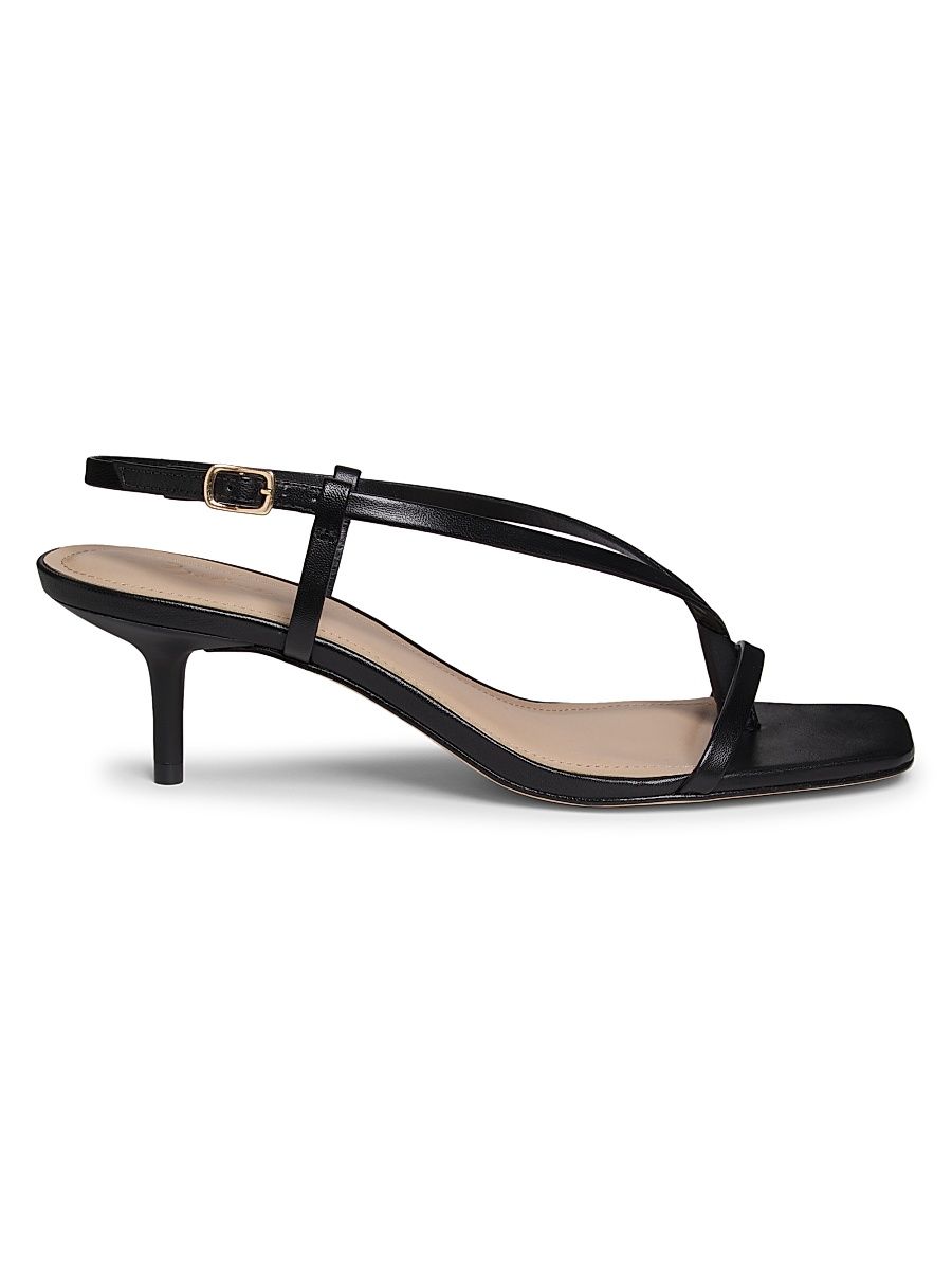 Women's Barely There 50MM Leather Sandals - Black - Size 10