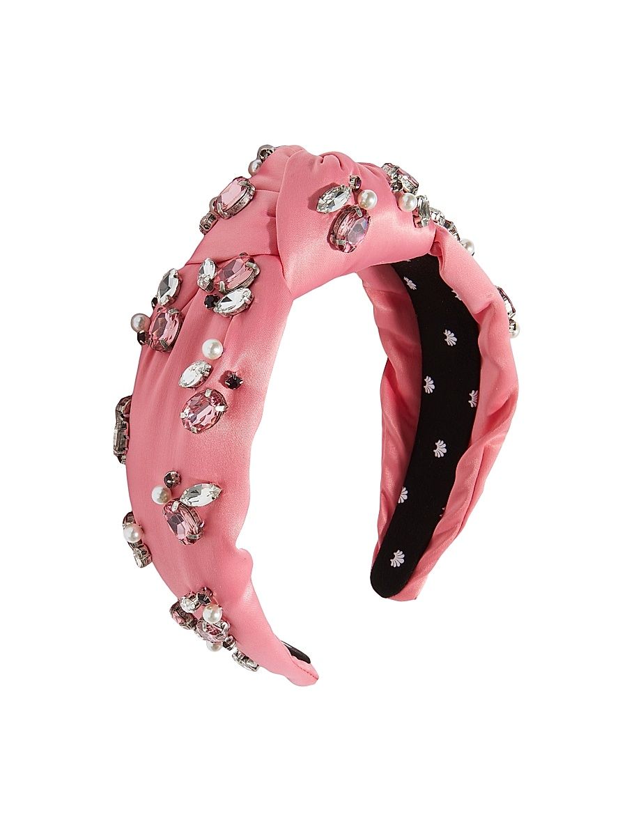 Women's Embellished Satin Knotted Headband - Rose