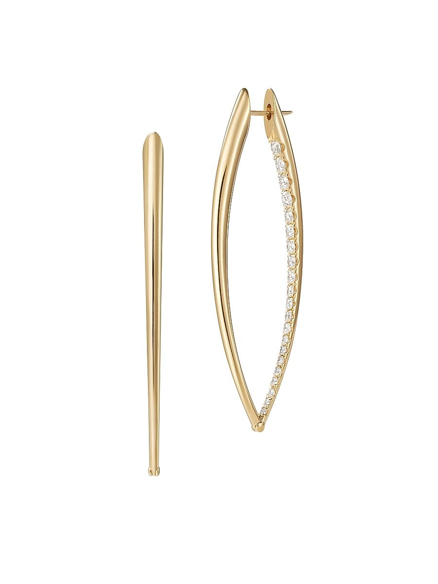 Women's Cristina 18K Yellow Gold & 1.83 TCW Diamond Extra Large Marquise Hoop Earrings - Yellow Gold