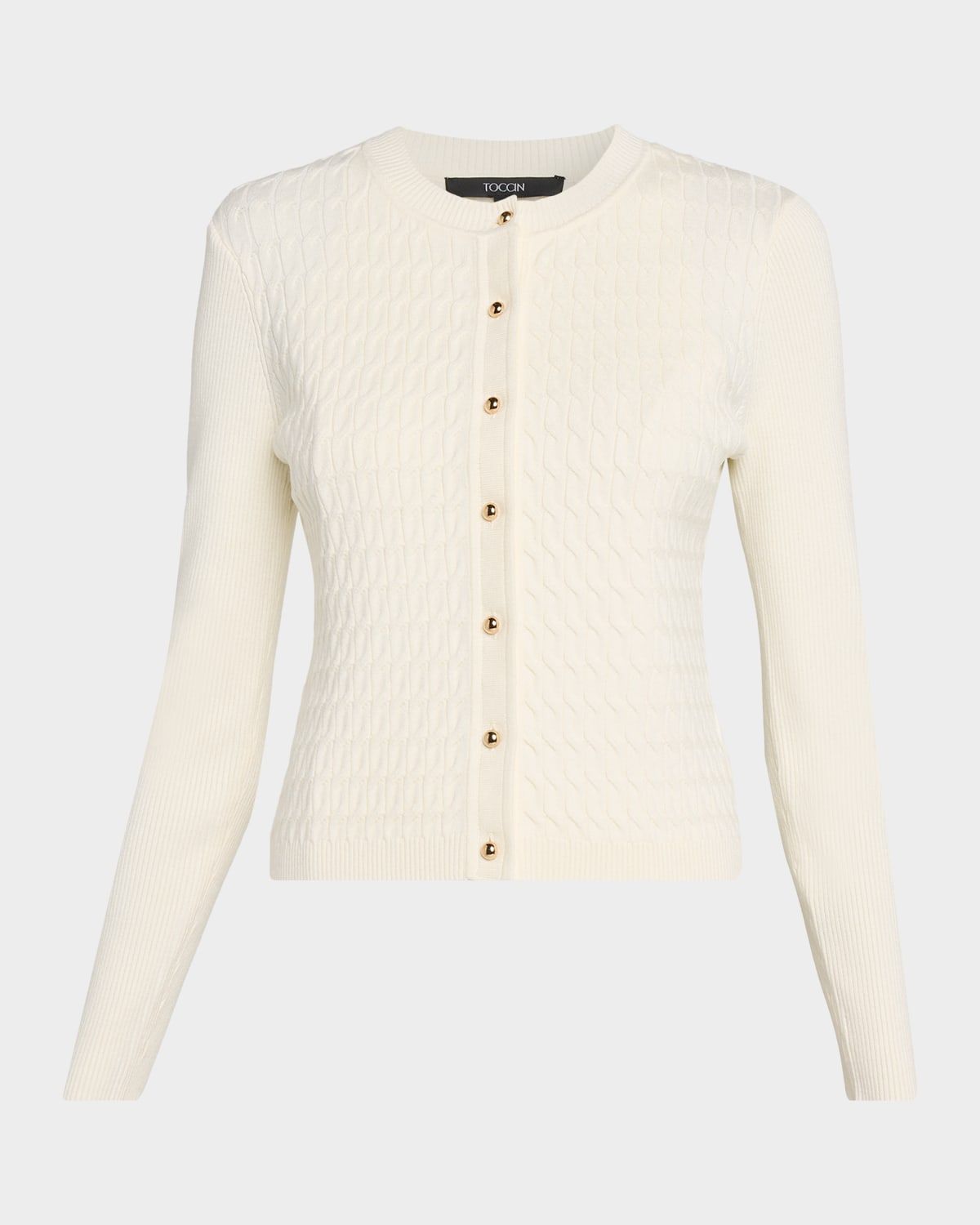 Elise Crewneck Cable-Knit Cardigan